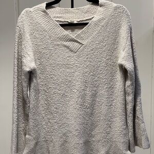 Anthropologie Light Gray Beige V-Neck Sweater